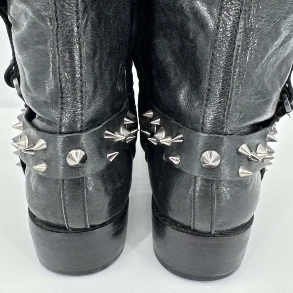 Sam Edelman Black and Brown Studded Knee-High Boots - Picture 6 of 11